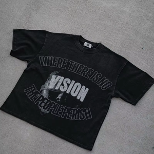 T-Shirt oversize di lusso grafica in nero con collo <span class=keywords><strong>a</strong></span> girocollo <span class=keywords><strong>a</strong></span> maniche corte <span class=keywords><strong>a</strong></span> maniche corte in cotone pesante stampa con lettere 100% cotone - Product Image 3