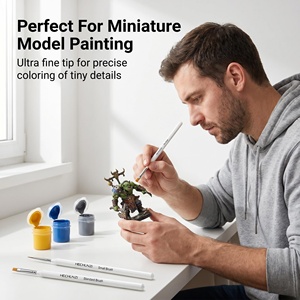 Pinceaux miniatures à manches en bois et poils synthétiques pour travaux de précision en acrylique – Kit de pinceaux secs pour modélisme – Vente chaude aux États-Unis - Product Image 5