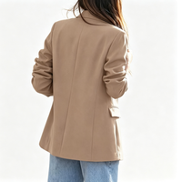 Veste de costume décontractée surdimensionnée pour femme, personnalisée OEM, à revers, manches longues, coupe ample, avec poches à rabat, pour l'automne et l'hiver