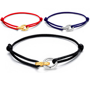 Pulsera Ajustable <span class=keywords><strong>de</strong></span> Acero Inoxidable con Baño PVD y Círculos <span class=keywords><strong>de</strong></span> Bloqueo, Pulsera <span class=keywords><strong>de</strong></span> Cuerda <span class=keywords><strong>de</strong></span> Protección <span class=keywords><strong>de</strong></span> Buena Suerte para Regalo <span class=keywords><strong>de</strong></span> Amor y <span class=keywords><strong>Amistad</strong></span> - Product Image 2