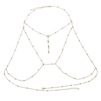 Personnalisé nouvelle mode corps chaîne collier bijoux Bikini Sexy 2024 luxe fête cristal gland strass sein corps chaîne femmes