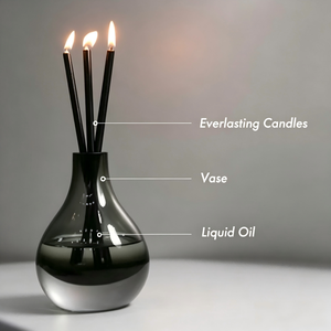 Bougie en <span class=keywords><strong>paraffine</strong></span> liquide rechargeable personnalisée, <span class=keywords><strong>lampe</strong></span> <span class=keywords><strong>à</strong></span> <span class=keywords><strong>huile</strong></span> liquide en verre, bougie éternelle avec chandelier en métal style infini - Product Image 2
