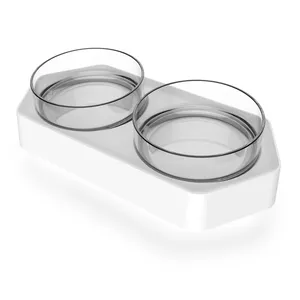 2024 diskon besar-besaran mangkuk transparan hewan peliharaan untuk kucing dan anjing perlengkapan mangkuk air ganda - Product Image 4