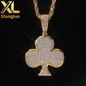 Wholesale Hip Hop Iced Out CZ Hamsa Hand Pendant Necklace 18K Gold Plated <b>Copper</b> Unisex Gift - Product Image 1