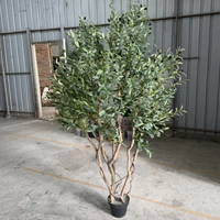 Arbre d'olivier artificiel avec tronc naturel, plante en pot en plastique de haute qualité pour salon, villa, hôtel et décoration commerciale