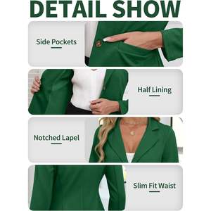 Comodo7 Blazer de punto elástico informal para mujer, chaquetas ligeras ajustadas Traje de negocios de manga larga con bolsillos - Product Image 6