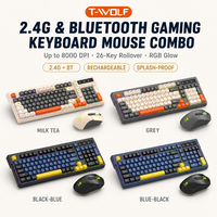 Combo clavier et souris de jeu rechargeable, éclairage RGB, résistant aux éclaboussures, 4 couleurs, 98 touches, 2000 mAh pour PC de bureau