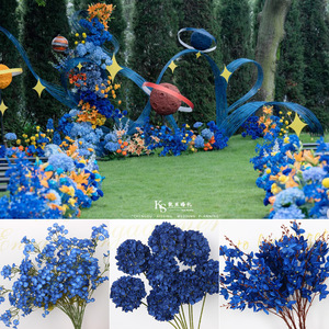Fleurs artificielles bleu Klein, fleurs en soie, branche unique, décoration de mariage - Product Image 5
