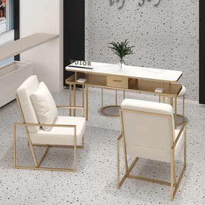 Light Luxury Two-Seater Salon Manicure Table Custom Professional Nail Artist Desk Modern Design Metal <b>Material</b> Fashion Chair - Product Image 6