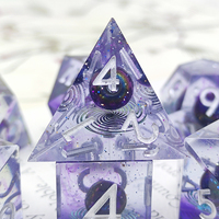Dés en résine artisanaux bleus en forme de poisson et de dragon, à noyau liquide, polyédriques à bords tranchants, compatibles avec les jeux de rôle D&D