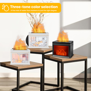 Oem siêu âm <span class=keywords><strong>LED</strong></span> Đèn lồng điện cổ điển hương thơm khuếch tán 3D lò sưởi ngọn lửa không khí tạo độ ẩm cho ngôi nhà - Product Image 5