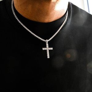 Collane da Tennis 925 Sterling Silver Pass Diamond <span class=keywords><strong>Tester</strong></span> collana VVS Moissanite Diamond Jewelry Set Iced Out Cross Pendant - Product Image 1