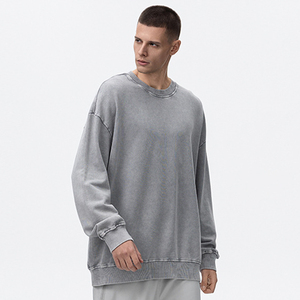 Athleisure Style Men's Acid Wash Sweatshirt 380GSM 100% Cotton French Terry Crewneck Oversized Sweatshirt - Product Image 2