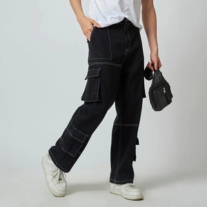 Pantalon de travail cargo noir pour homme, robuste, personnalisé, à double genou renforcé, en coton stretch, pour la construction - Product Image 3