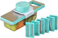 Mandoline en acier inoxydable avec réglages réglables, panier d'égouttage amovible, pour couper les légumes, les pommes de terre, les frites, lavage à la main