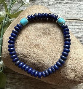 Pulsera Elástica de Cuentas de Lapislázuli de 6.5 Pulgadas, Regalo Perfecto para Mujeres - Product Image 1