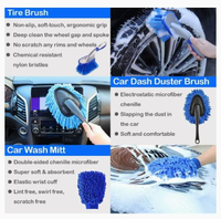 Kit de 17 brosses de detailing automobile, kit de nettoyage auto, brosses pour roues et pneus, éponge de cirage, gant de lavage, serviette, outils d'entretien intérieur et extérieur