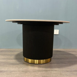 Muebles modernos para el hogar Mesa auxiliar con marco de madera negra con parte superior de piedra sinterizada Entrega rápida disponible para uso en la sala de estar - Product Image 2