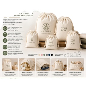 Sac de sport en coton écologique imperméable avec cordon de serrage, pochette organisatrice pour la salle de sport, la natation et la maison - Product Image 1