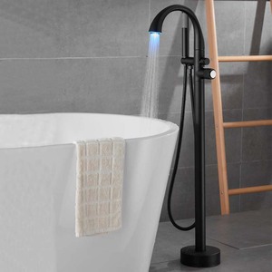 Grifo de Bañera de Pie de Latón Negro con Monomando, Grifo de <span class=keywords><strong>Ducha</strong></span> de Suelo para Baño - Product Image 2