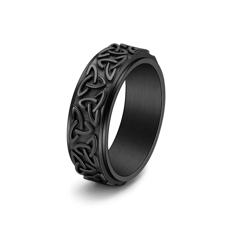 stainless steel Celtic triangle knot rotatable ring neutral men's personality jewelry