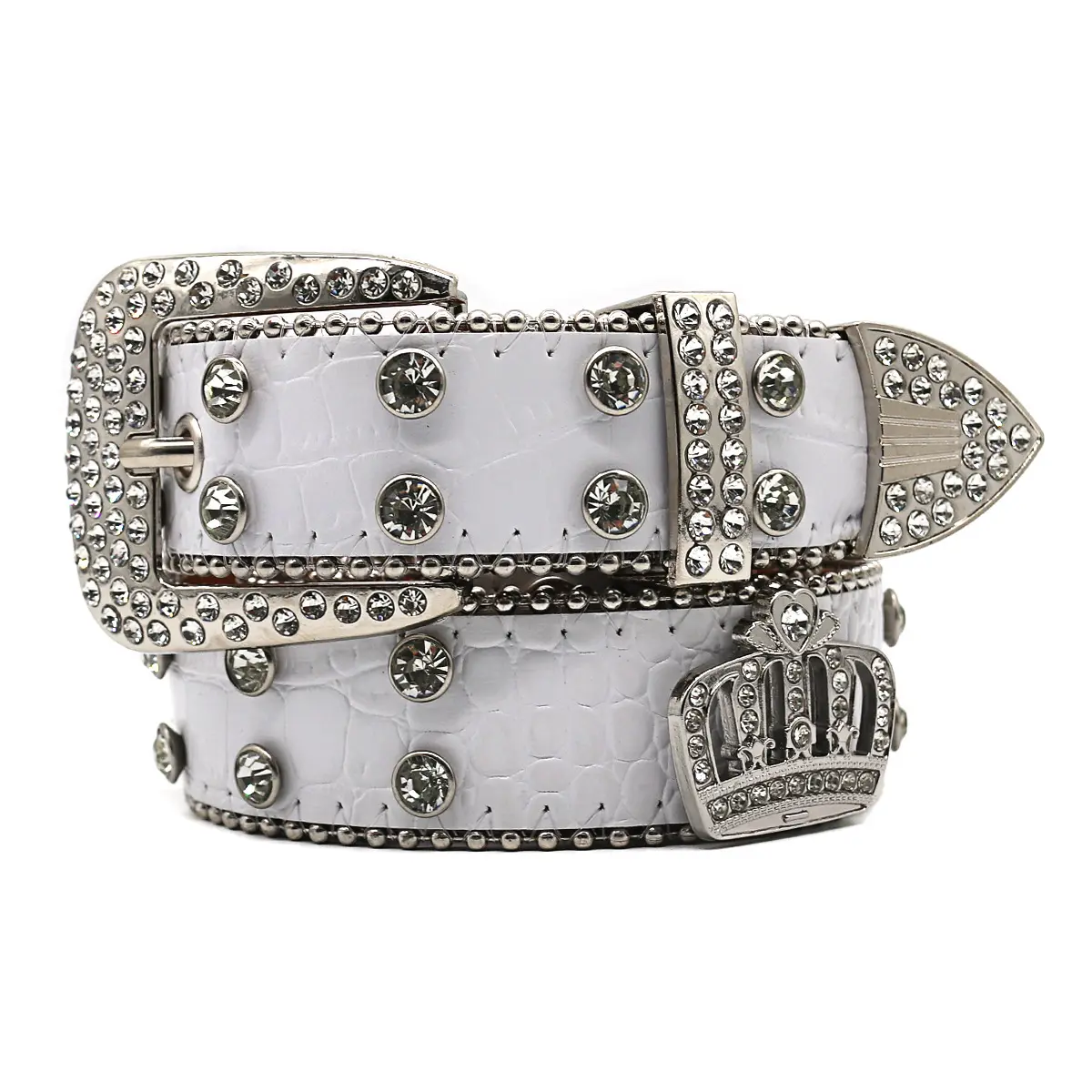 Neuer Bling bling Crown Strass gürtel für Damen im europäischen Denim-Stil Sparkle Diamond Luxury Leather Outdoor Belt