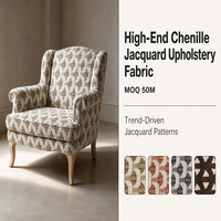 Tissu Jacquard Chenille Haut de Gamme à Faible MOQ, Vente en Gros Directe Usine, Tissu Textile Tissé pour Meubles, Couleur Neutre Élégante