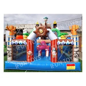 Sân chơi ngoài trời Inflatable tàu cướp biển khô trượt Inflatable Bouncer trượt Combo cho Đảng