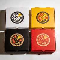 Boîte à pizza en papier Zicpole personnalisée, lot de 3 mini-boîtes à pizza à 3 compartiments avec emplacement pour coupelle de sauce, collection d'emballages alimentaires pour pizza à emporter