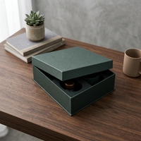 Coffret Cadeau de Luxe pour Thé avec Texture Gaufrée, Emballage Rigide Vert Premium pour Services à Thé