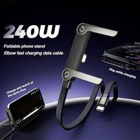 Kabel Data Tipe-C Pengisian Cepat 5A dari Nilon Anyaman Tahan Lama dengan Penyangga untuk Ponsel IOS & Android