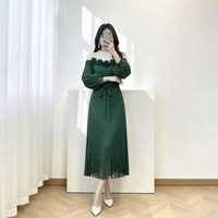 Robe longue de soirée en gros de Chine, style Miyake, avec patchwork, fleurs 3D, ceintures, plissée, tissée, respirante et infroissable