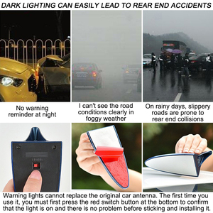 <span class=keywords><strong>Antenna</strong></span> a Pinna di Squalo per Auto con Alimentazione Solare, Luce LED Decorativa e di Avvertimento, Accessori Auto - Product Image 6