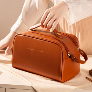 Double Pull Cosmetic Bag For Women <b>Large</b> Capacity Portable Makeup Storage Travel Toiletries Case <b>Pillow</b> Bag Multipurpose - Product Image 1