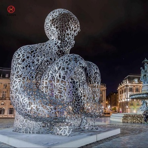 HADUN - Figura Decorativa <span class=keywords><strong>de</strong></span> Acero Inoxidable, Diseño <span class=keywords><strong>de</strong></span> Palabra Hueca, Estatua Masculina para Decoración Urbana <span class=keywords><strong>de</strong></span> Plazas Exteriores - Product Image 3