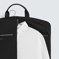 Maßgefertigter Logo-Anzugträger, Modischer Großer Faltbarer Kleidersack, Schwarze Reisetasche für Herren, Kleiderhülle aus Nylon mit Ledergriffen
