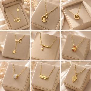 Minimalist Trendy 18K Gold Plated Stainless Steel <b>Shell</b> Butterfly Heart Pendant Necklace Unisex Link Chain <b>Choker</b> Jewelry - Product Image 4