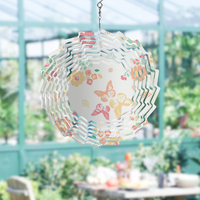 Tourniquet à vent cinétique 3D en métal blanc fait main, cadeaux uniques, décorations d'extérieur, ornement suspendu de qualité pour la maison et le jardin, 10 pouces