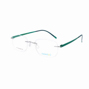 Superovoチタンリムレス透明グレー読書メガネクリア軽量光学眼鏡おしゃれなライトブループリントデザイン - Product Image 1