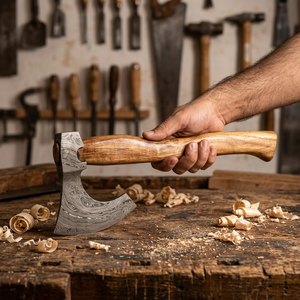 Custom Hand Forged Damascus Steel Hunting Camping Bearded <b>Axe</b> <b>Wood</b> Handle Tomahawk Real Hatchet with Leather Sheath, Ideal Gift - Product Image 3