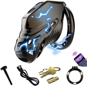 An electric shock Chastity Cage Include 4 rings and 2 keys <b>Remote</b> and APP <b>control</b> the 10 frequencies <b>vibrating</b> - Product Image 3
