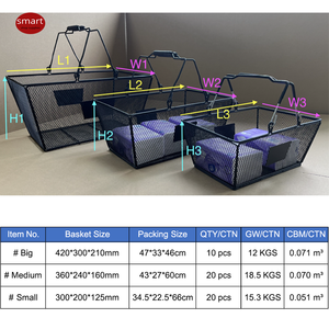 Panier de courses métallique empilable pour supermarché, panier à main en fil métallique pour épicerie - Product Image 2
