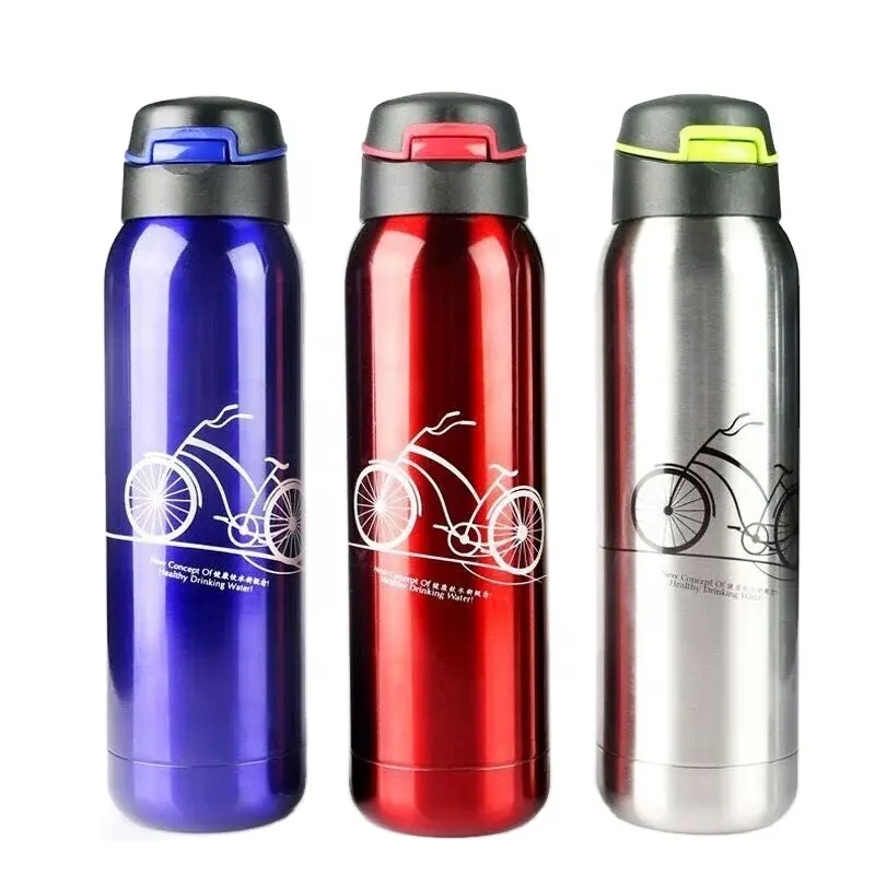 Klassische 350ml Edelstahl Thermoskanne Personal isierte Radsport Sport Vakuum flasche Auslaufs ichere Isolier flasche mit Strohhalm