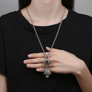 จี้ห้อยกระดิ่งวินเทจของ Vajra สำหรับผู้ชายสร้อยโชคเกอร์เครื่องประดับสำหรับคนที่ได้รับพรหกตัวอักษรสร้อยคอเครื่องรางนำโชคเพื่อความสดใสของขวัญสำหรับผู้ชาย - Product Image 3