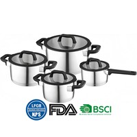 Olla de Cocina Clásica con Tapa de Vidrio Templado, Base de 5 Capas de Acero Inoxidable, Resistente, para Sopa y Caldos, Apta para Inducción, en Oferta