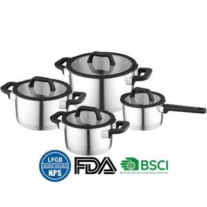 Marmite de cuisson classique en acier inoxydable avec couvercle en verre trempé, base épaisse à 5 couches, pour soupes et bouillons, compatible <span class=keywords><strong>induction</strong></span> - Grande Vente - Product Image 1