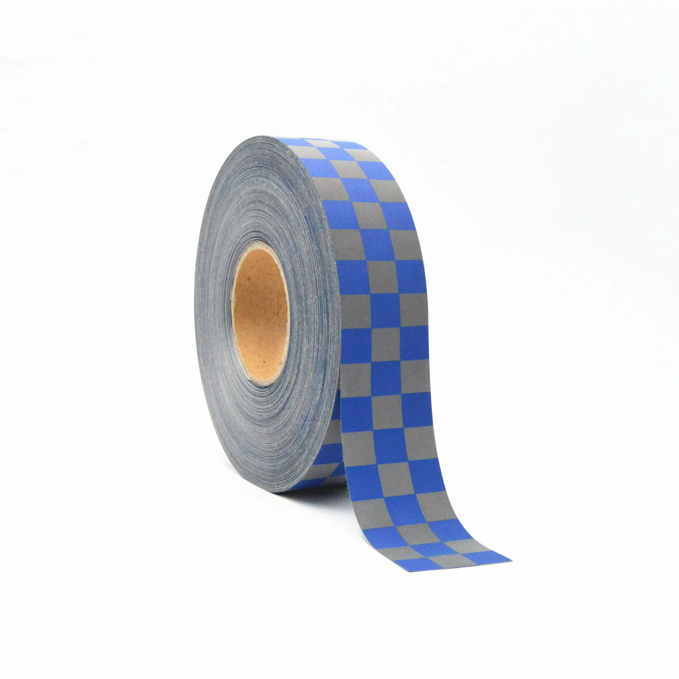 Blauw Wit Uniform Stof Chequer Naaien Op Reflecterende Tape