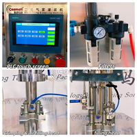 Machine de remplissage et de scellage pneumatique binaire pour aérosols, personnalisée 30-500ml, remplisseuse BOV (Bag on Valve) avec écran tactile PLC pour cosmétiques