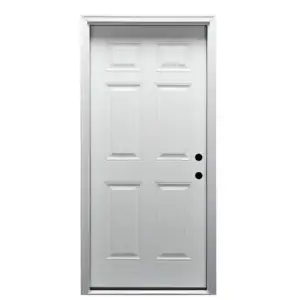 Portas de metal moldado pré-máquina americanas para casas em aço branco com 6 painéis