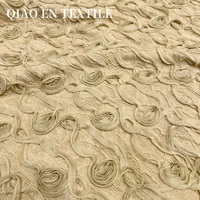 Perancis romantis 3D Stereo elastis Jacquard kain pakan piring mawar kecil bunga bordir atasan melar rajutan Dot tekstil rumah